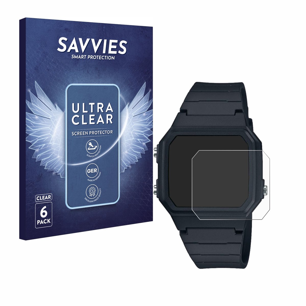 Savvies - Screenprotector voor Casio W-217H-1AVCF - Folie Beschermfolie transparant 6 Stuks
