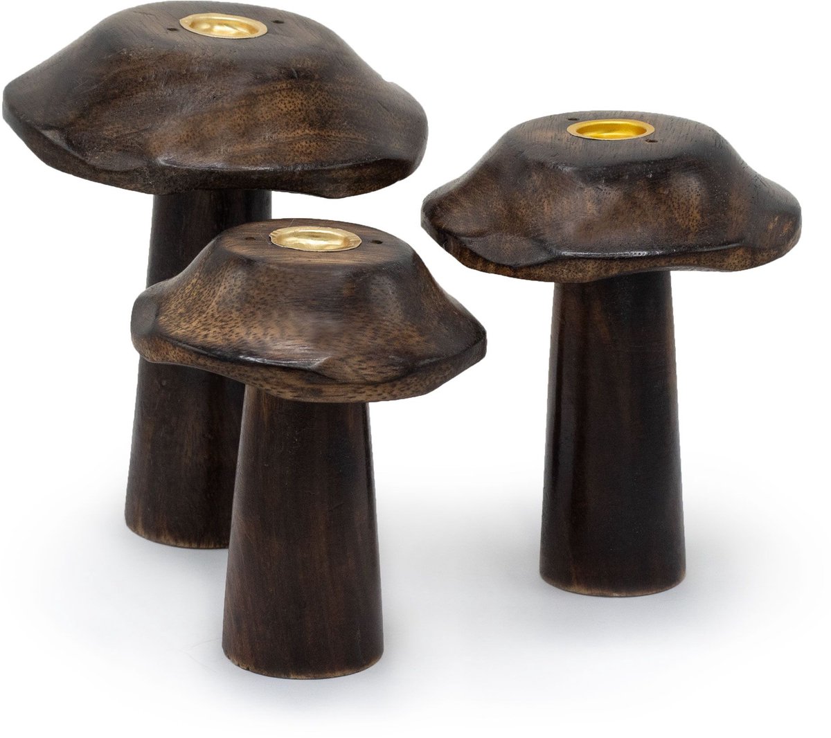Ancient Wisdom Wierook - Set van 3 platte kegels paddenstoelen 13 cm 12 cm 11 cm - geur - aroma - handgemaakt - wierookhouder - wierookstokjes multicolor