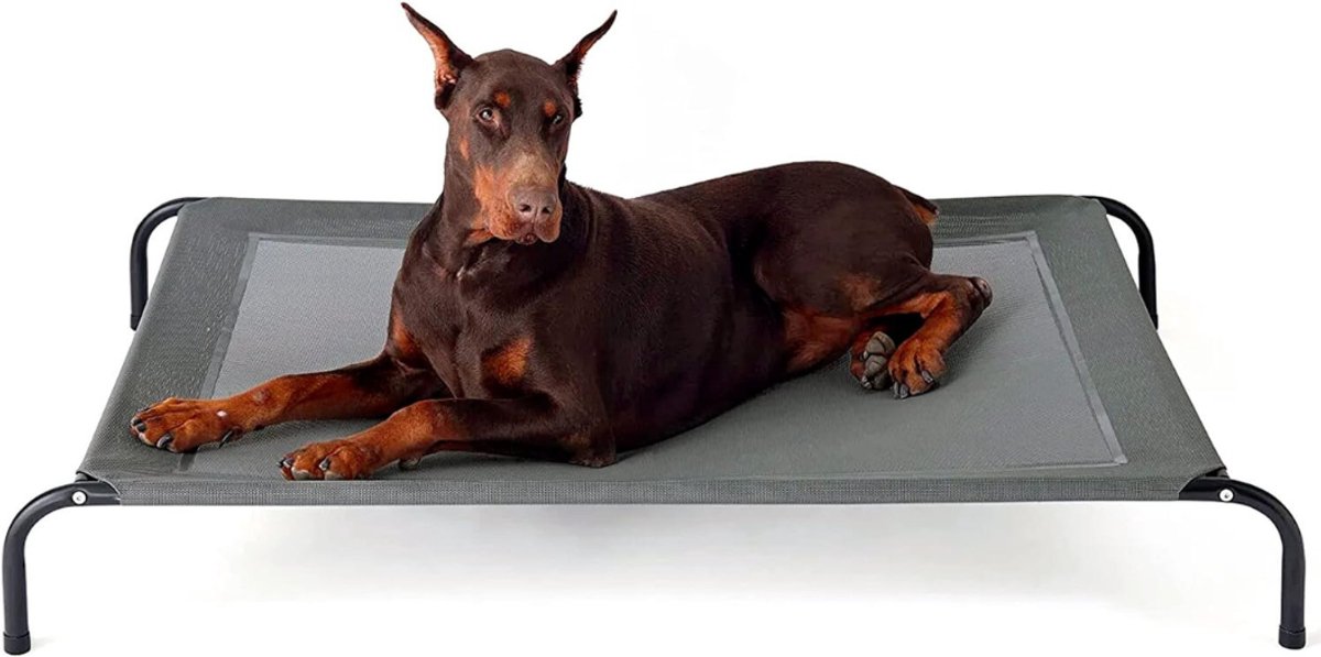 Zyrex® Hondenbed outdoor voor grote honden - binnen en buiten - camping - Grijs - 124cm x 90cm x 20cm