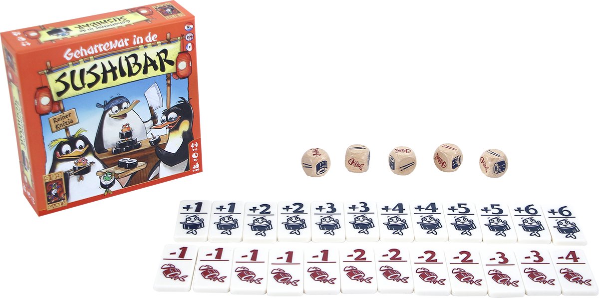 999 Games - Geharrewar in de Sushibar - Snel dobbelspel voor het hele gezin - Gezelschapsspel - Familiespel - Klein cadeautje - bevat spelregels in NL en EN en FR — afbeelding 19