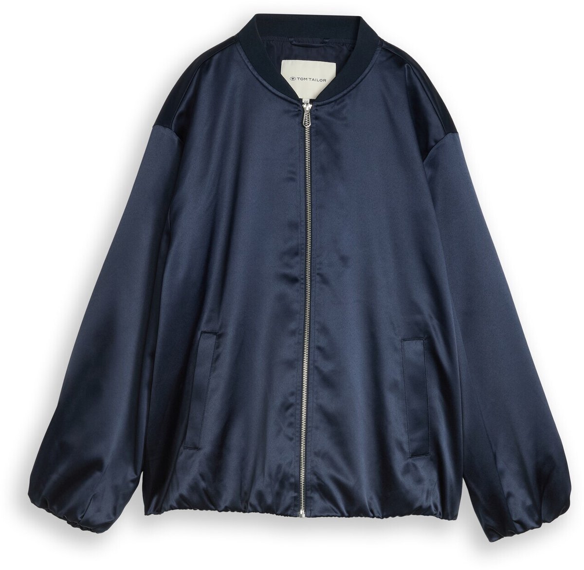 Tom Tailor - Plus Size - Satijnen blousonjasje met bomberkraag - Maat 48 - sky captain blue