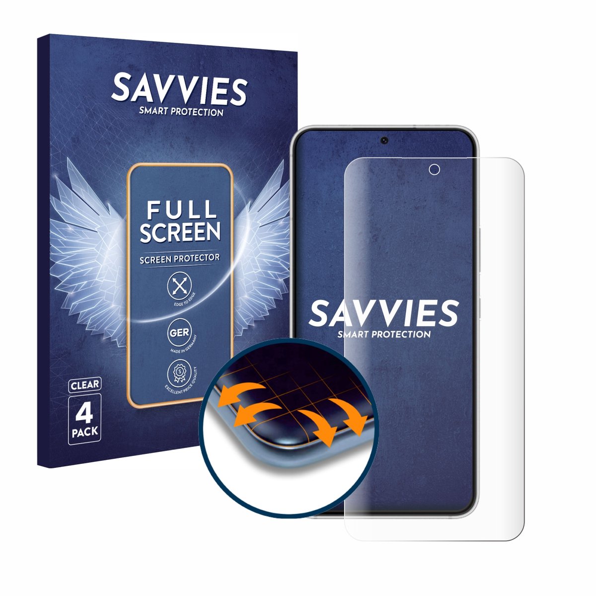 Savvies - Screenprotector voor Samsung Galaxy S22 5G - Folie Beschermfolie transparant volledig dekking 4 Stuks