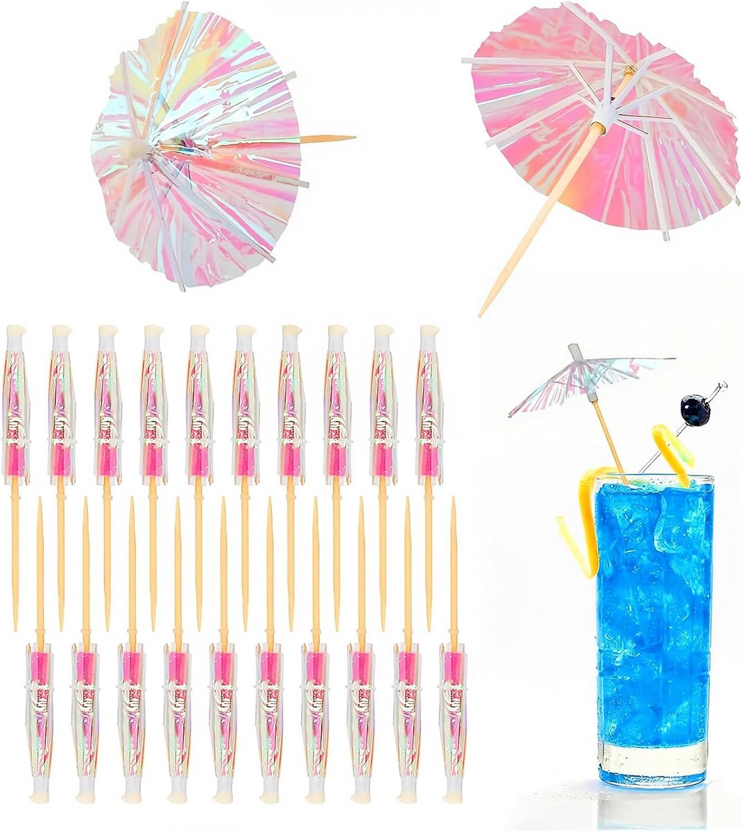 50 stuks Mini Drankparaplu's 10cm - Decoratieve Cocktailparaplu's voor Drankjes
