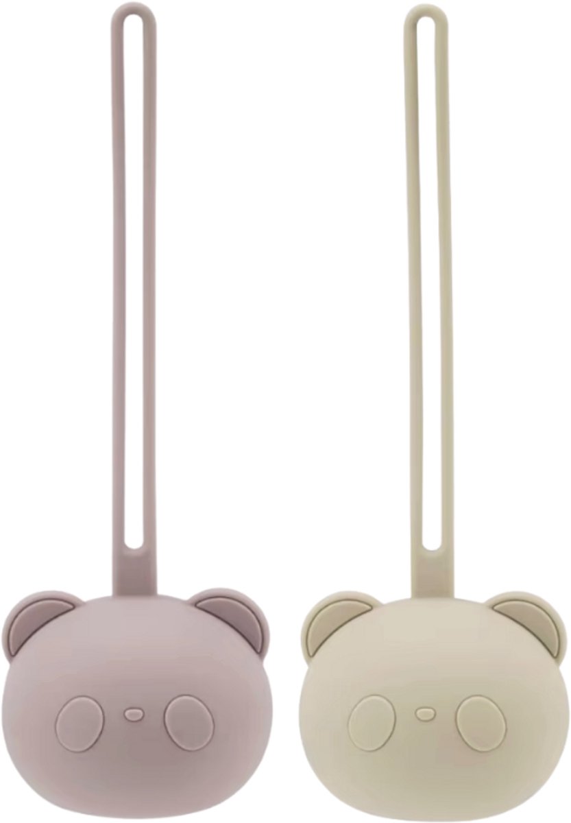 Twisted Peach® | Speenhouder set Beige & Licht roze | 2 stuks | Baby | Kind | Speen | Speenbakje | Opbergen | Kraamcadeau | Set