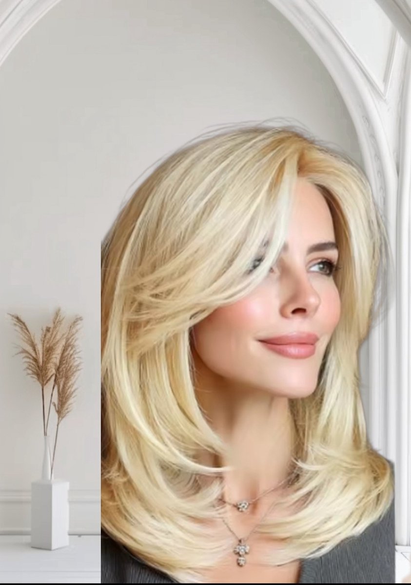 Frazimashop- Luxe Steil Blonde Pruik – 13x4 Lace Front Wig – 35 cm – Kort Dames Haarwerk – Wasbaar – Natuurlijke Haarlijn- pruiken