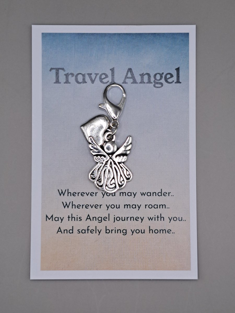 Reisengel sleutelhanger - Travel Angel - Geluksengel - Engel met wenskaartje - Pucket hug - Geluksengel - een Engeltje voor jou - Tashanger - Beschermengel - Geluksengeltjes - Sleutelhanger - Beschermengel
