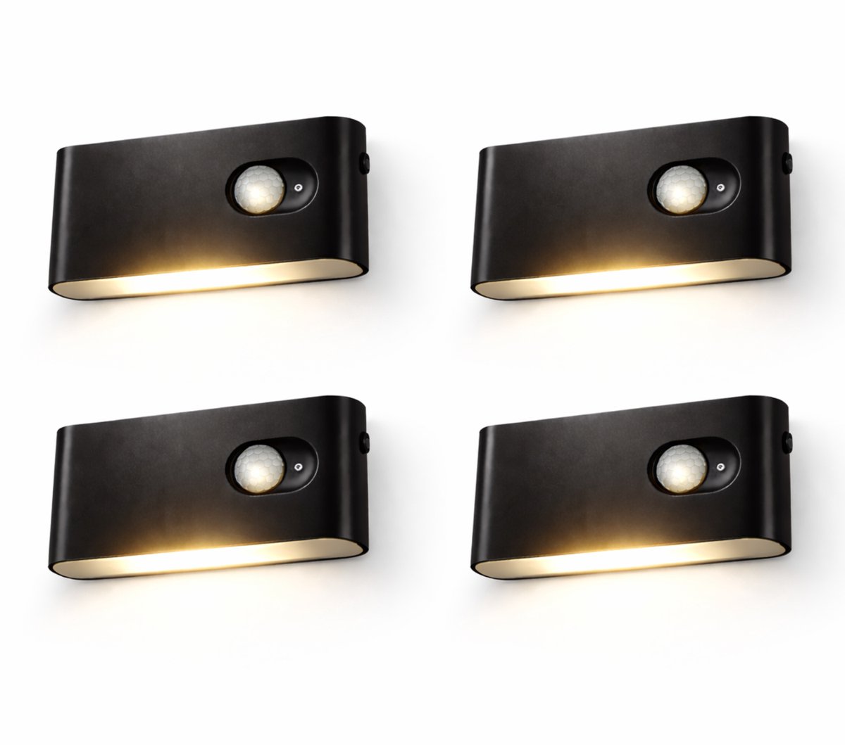 Oneproduct Draadloze Trapverlichting met Bewegingssensor - 4 Stuks - USB-C Oplaadbaar - LED Nachtlamp voor Binnen - Zwart