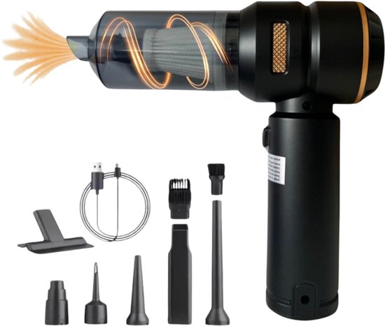 Selou Auto Stofzuiger Draadloos - 18000PA Zuigkracht - Kruimeldief - Kruimelzuiger - 9 Opzetstukken - HEPA Filter - Oplaadbaar - Air Duster