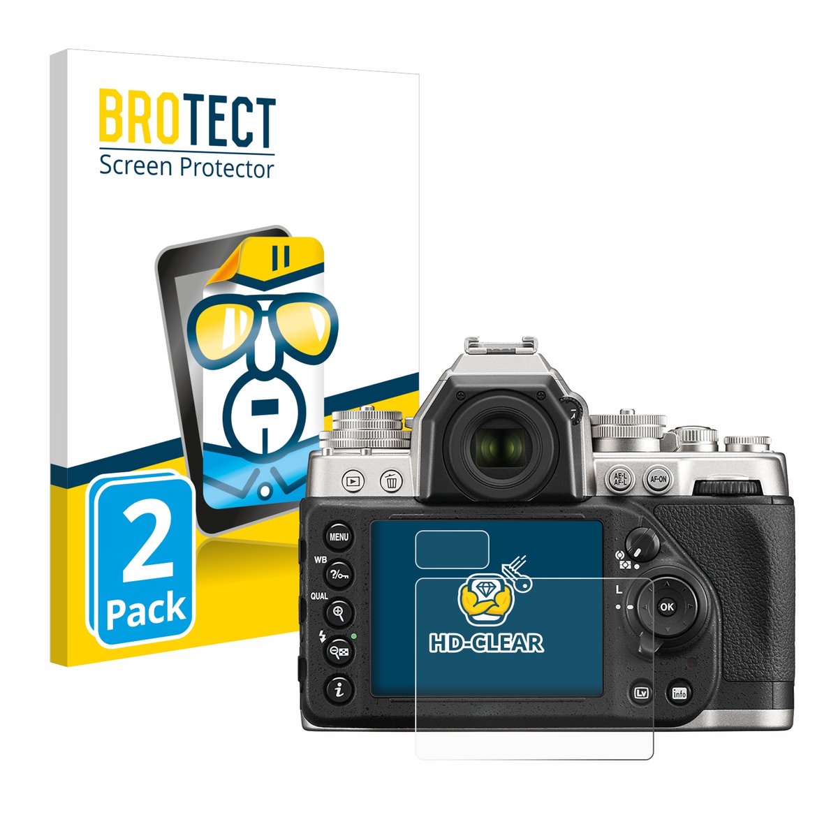BROTECT - Screenprotector voor Nikon Df - Folie Beschermfolie transparant 2 Stuks