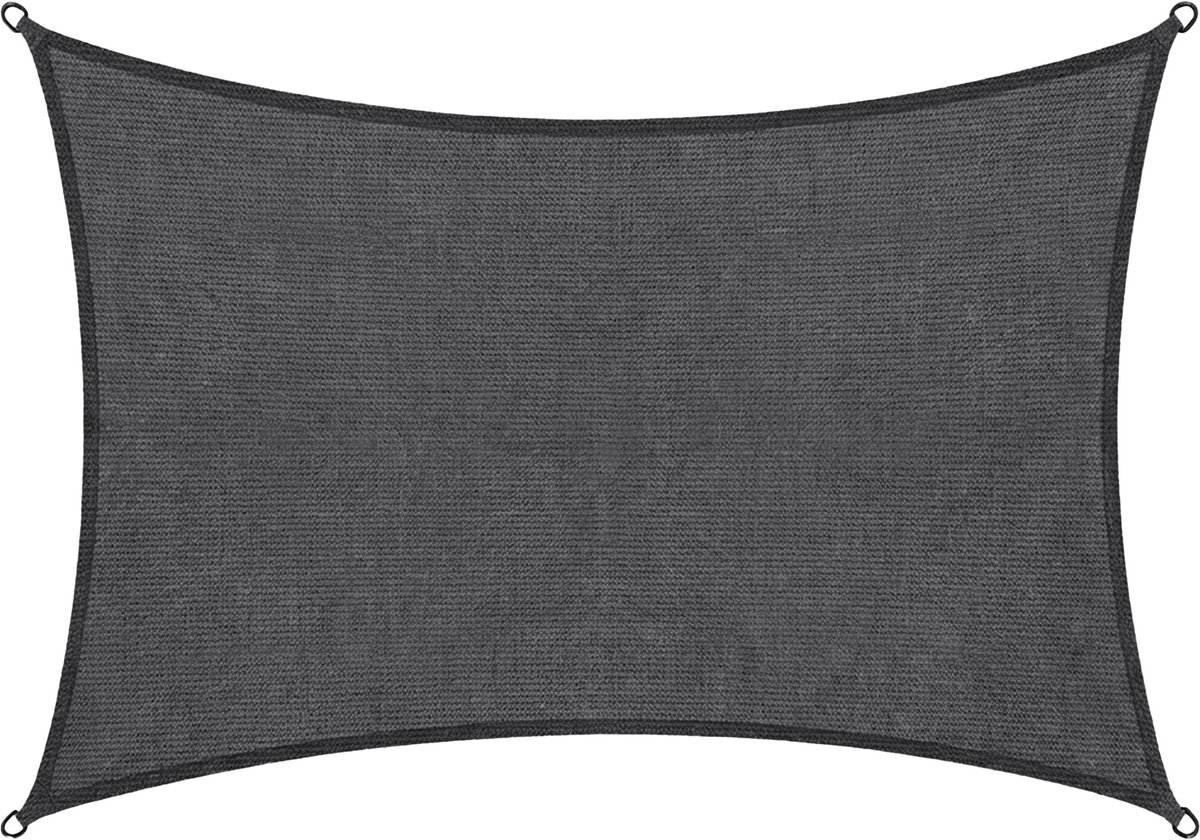 Abbey Camp schaduwdoek - hdpe - 3 x 4 m - grijs - zonnedoek - rvs ringen - valletta-340