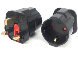 Universele Europese adapter reisconverter Europees naar Engelse connector - EU Frankrijk Parijs 2-pins naar UK 3-pins stekker 13A 250V AC universele Europese adapter reisconverter - 2 stuks