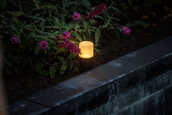 Xelloo® tuinverlichtingsset JERO, 12 Volt, 4 stuks aluminium/PVC designarmaturen 1W LED warm wit