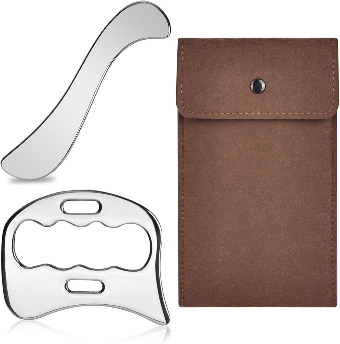 Set van 2 Roestvrijstalen Gua Sha Tools voor Spierontspanning en Pijnverlichting