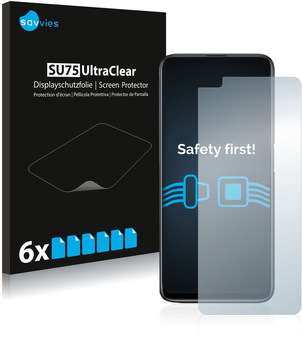 Savvies - Screenprotector voor realme 6 Pro - Folie Beschermfolie transparant 6 Stuks