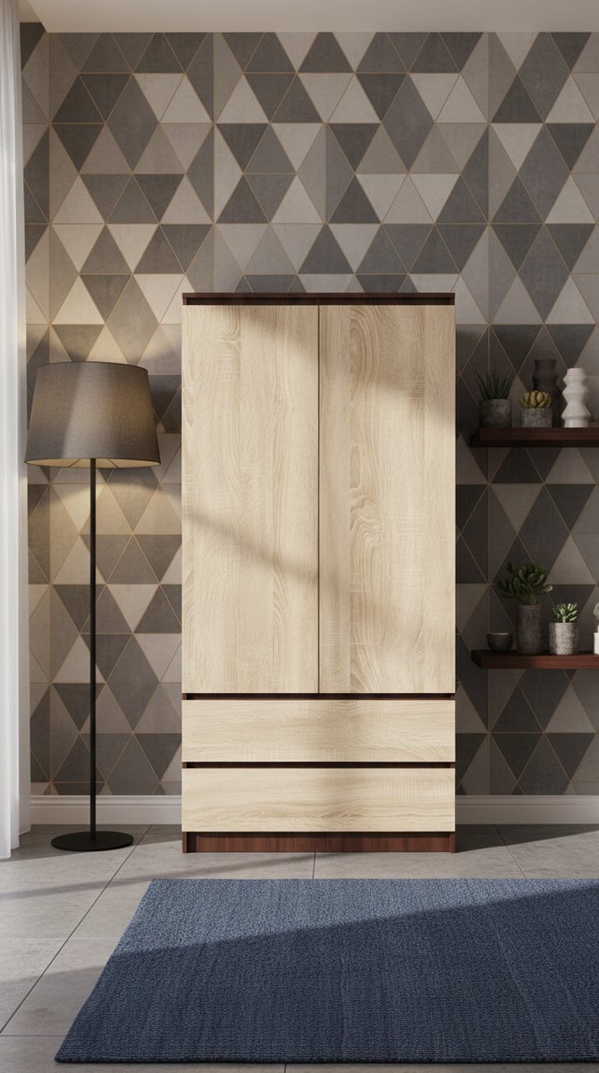 Luxe Wengé Sonoma Kledingkast met Legplanken & Hanggedeelte 90x180 cm – Moderne Garderobekast voor Slaapkamer en Hal – House&Garden
