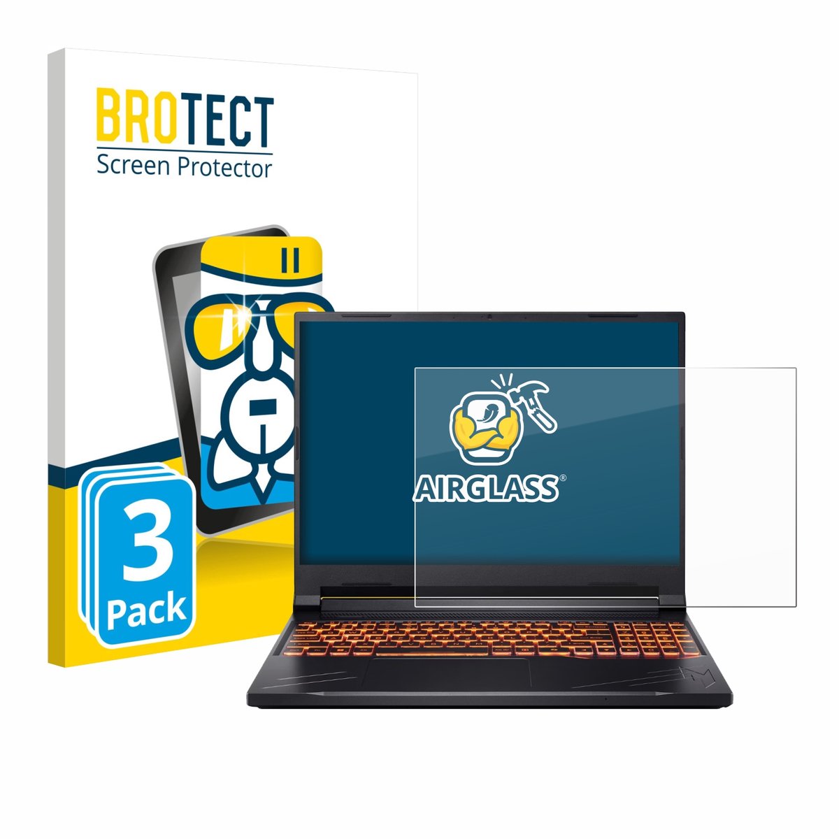 Screenprotector 3 Stuks voor Acer Nitro V 16 Beschermglas transparant