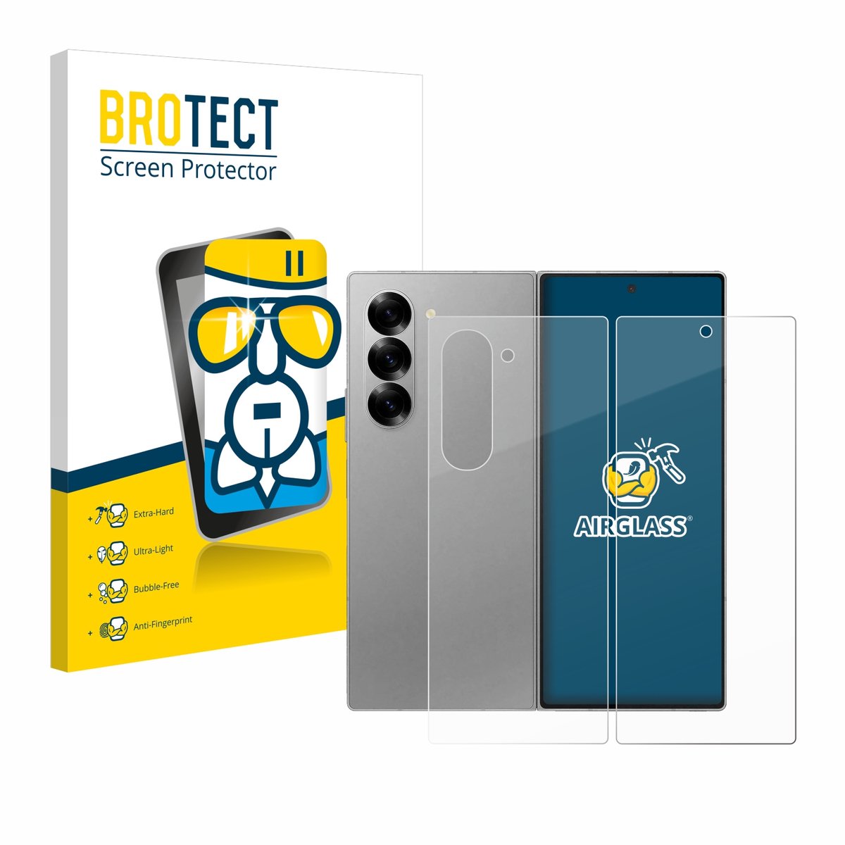 Screenprotector voor Samsung Galaxy Z Fold 6 5G (Voor+Achter) Beschermglas transparant