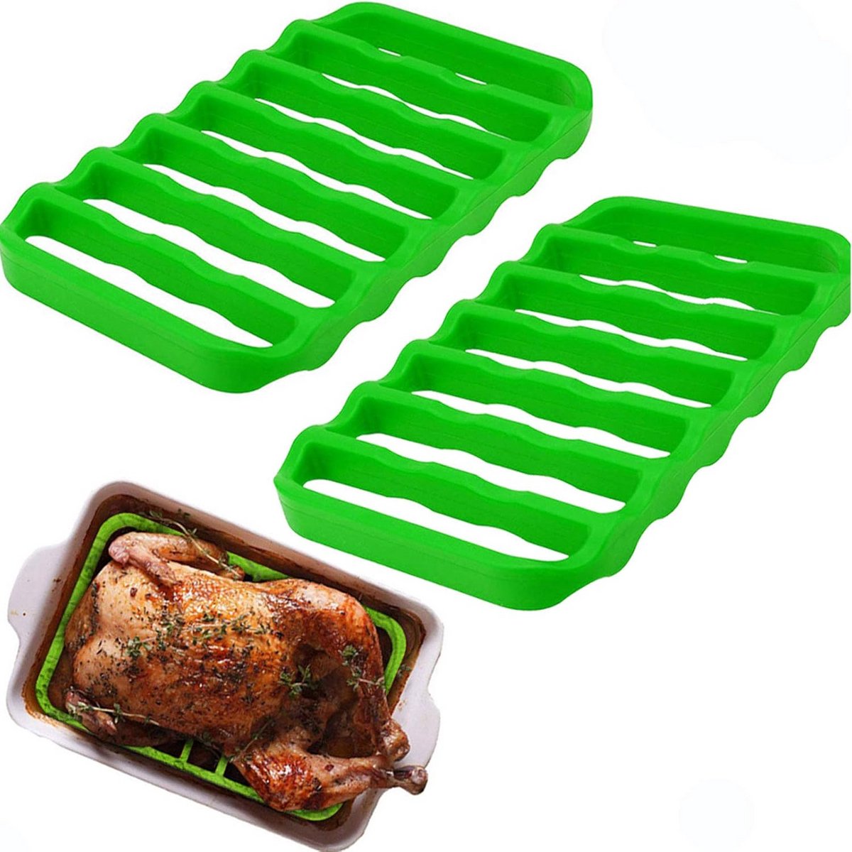 2x Anti-Aanbak Rooster voor Ovens & BBQ - Hittebestendig Siliconen Koelrek
