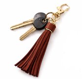 Porte-clés Pompon I Porte-clés I Porte-clés Cuir PU I Universel I Marron foncé