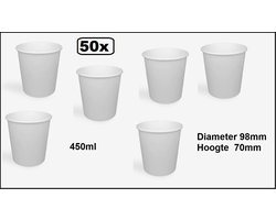 50x Soep beker karton 450ml wit - Soep salade beker festival warme dranken maaltijd carnaval