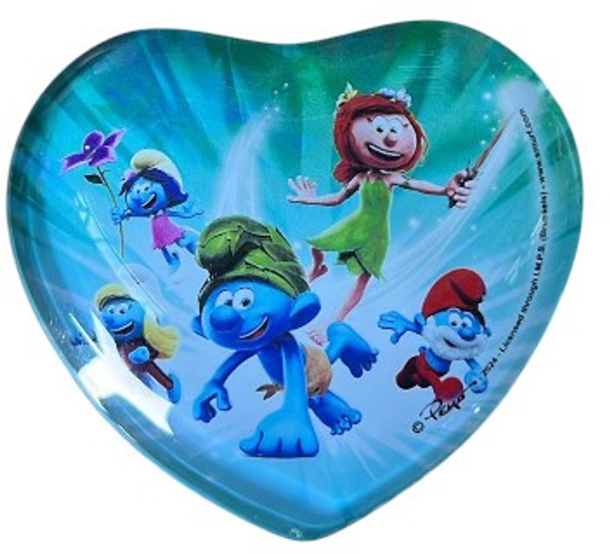 Smurfen Hartvormige Glasmagneet 5 cm – Blad en De Smurfen – Power Gift – Koelkastmagneet