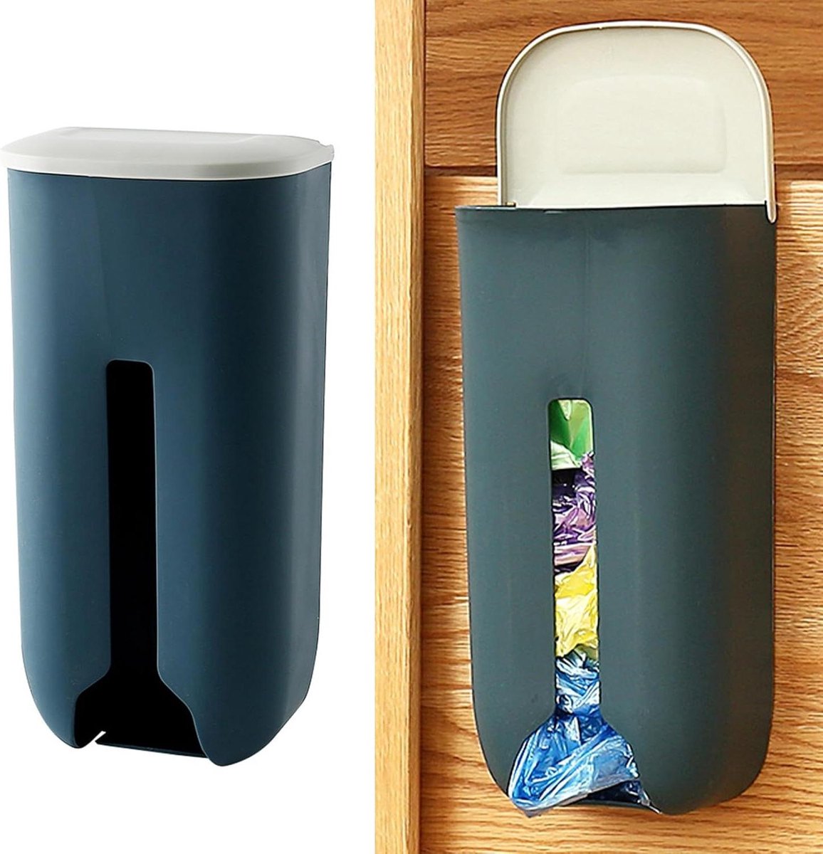 Allecto- Grote Capaciteit - Plastic Zakhouder - Keukenslaapkamer - Booodschappentasdispenser - Zakhouder - Keuken - Donkerblauw.