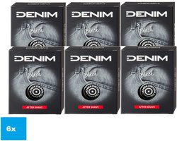 Denim Black After Shave – 6 x 100 ML – Heren Aftershave – Krachtige & Mannelijke Geur – Voordeelverpakking