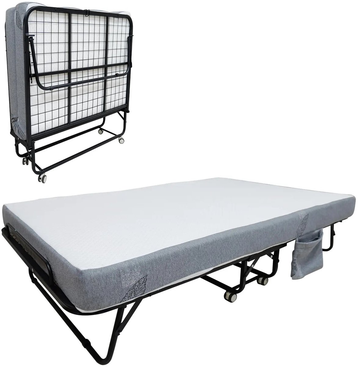 DoneMore® - Opklapbaar Logeerbed - 12 cm Memory Foam Matras - Stevig Metalen Frame 204 kg - Zwart - 191 x 79 x 45 cm - 25 kg