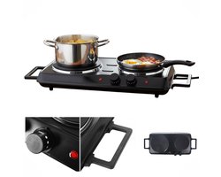 Plaque de cuisson double Emerio HP-114482.7, Zwart, Ø 18,5 + 15,5 cm, 2500 Watt