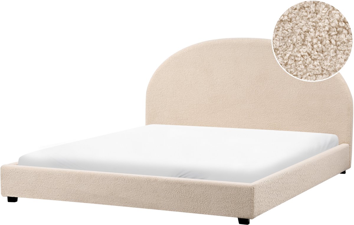 Beliani VAUCLUSE - Waterbed - Beige - 180 x 200 cm - Bouclé