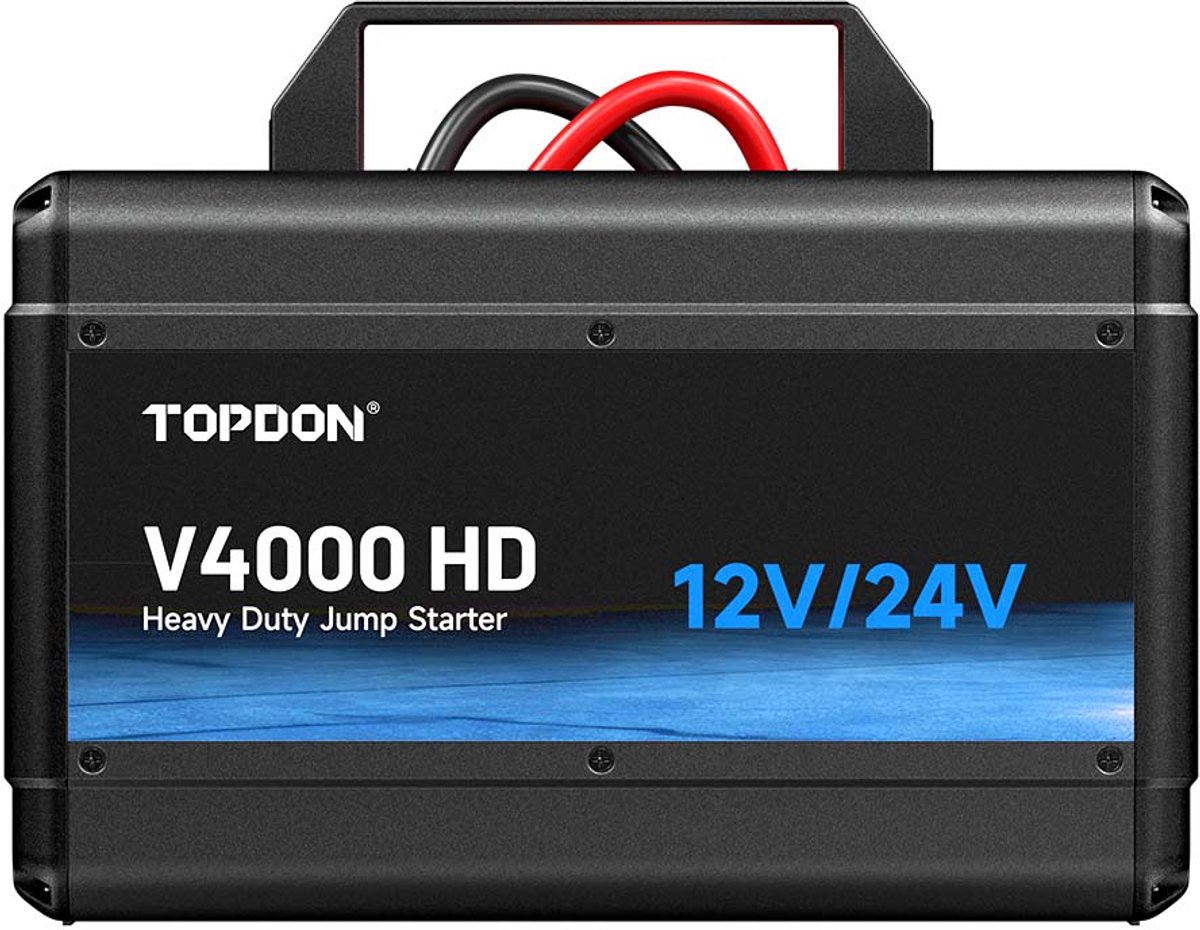 Topdon V4000 HD Jumpstarter - Accubooster - 12/24V - Geschikt voor Vrachtwagen/Tractor/Bus/Auto - 4000A - 64.000mAh - SOS Noodlicht - Led licht