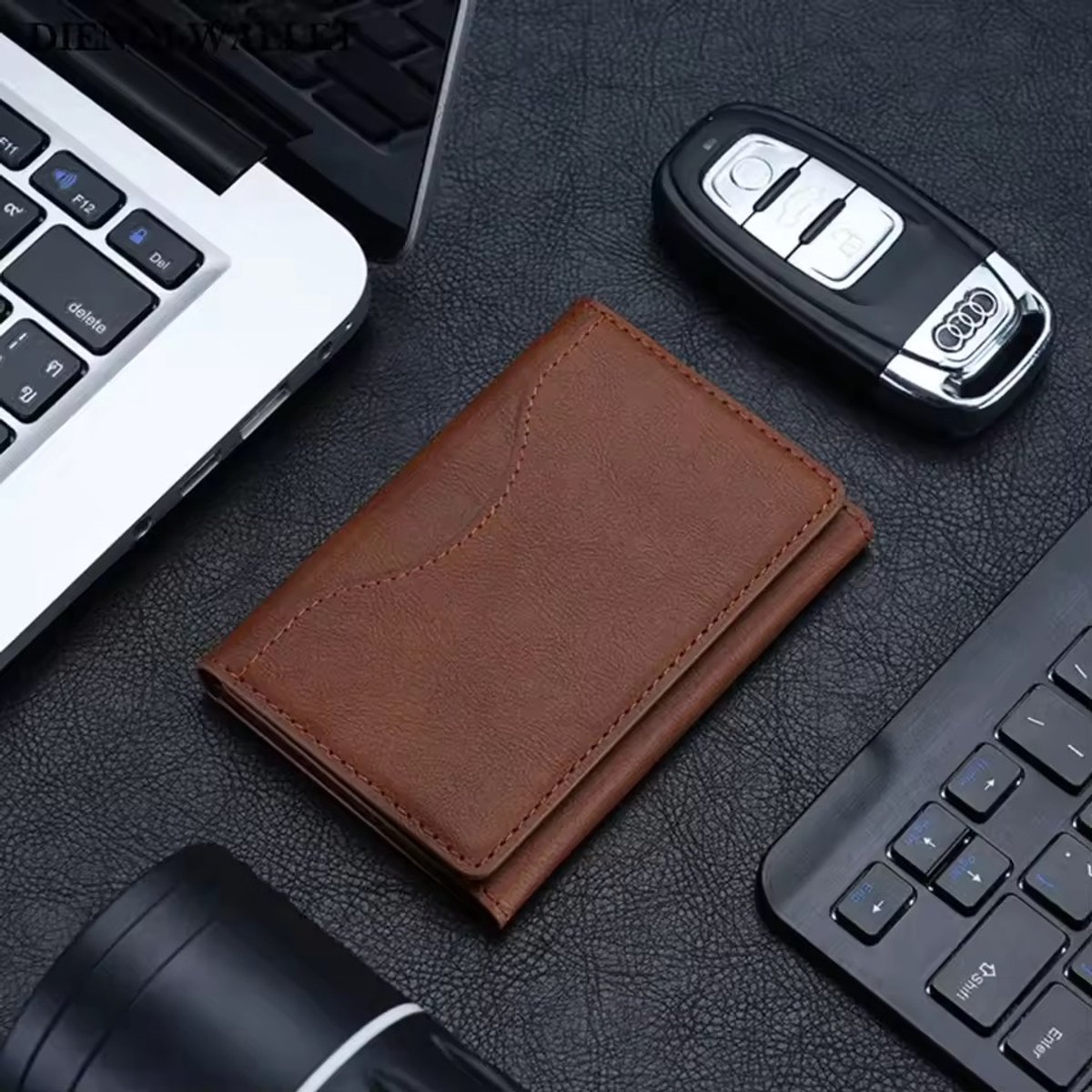 Tech-into - MagSafe Wallet - Magnetische Pasjeshouder - MagSafe Portemonnee - Geschikt voor MagSafe Hoesje of Apple iPhone 12 / 13 / 14 / 15 / 16 ( plus / pro / max ) - Kaarthouder - Bruin - Telefoonstandaard
