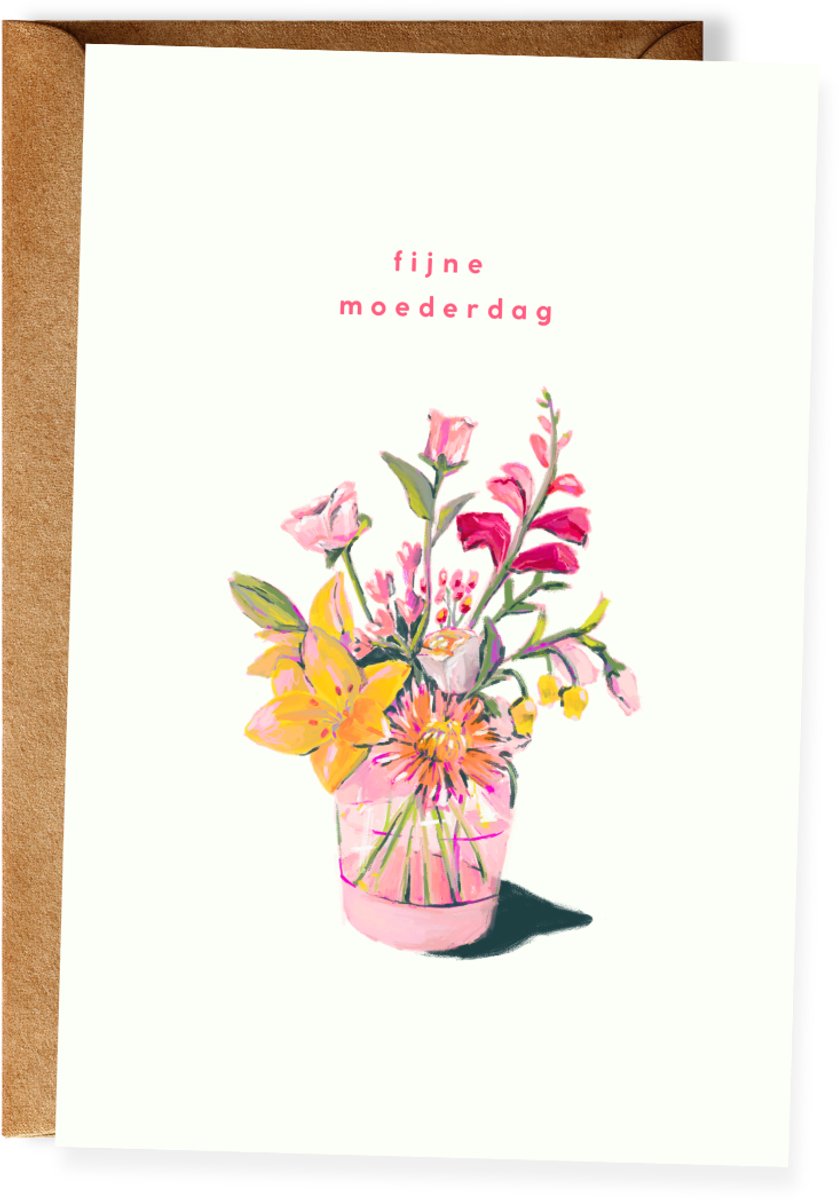 Moederdagkaart - Fijne Moederdag – Wenskaart voor mama - Bloemen - Ansichtkaart - (10x15 cm incl. envelop)