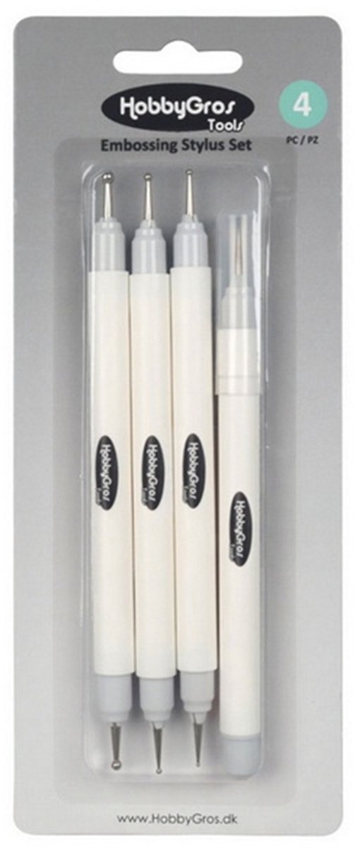 Hobbygros Embossing set + piercing tool 4-pcs