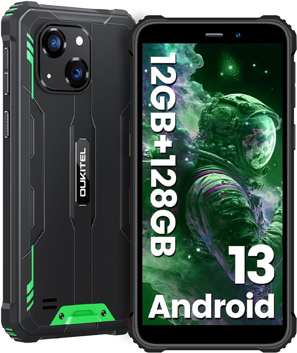 OUKITEL WP32 Rugged Smartphone - IP68/IP69K Outdoor Telefoon - Dual SIM 4G - 12GB RAM - 128GB ROM - 6300 mAh - 5,93 inch - GPS, NFC, OTG - Groen