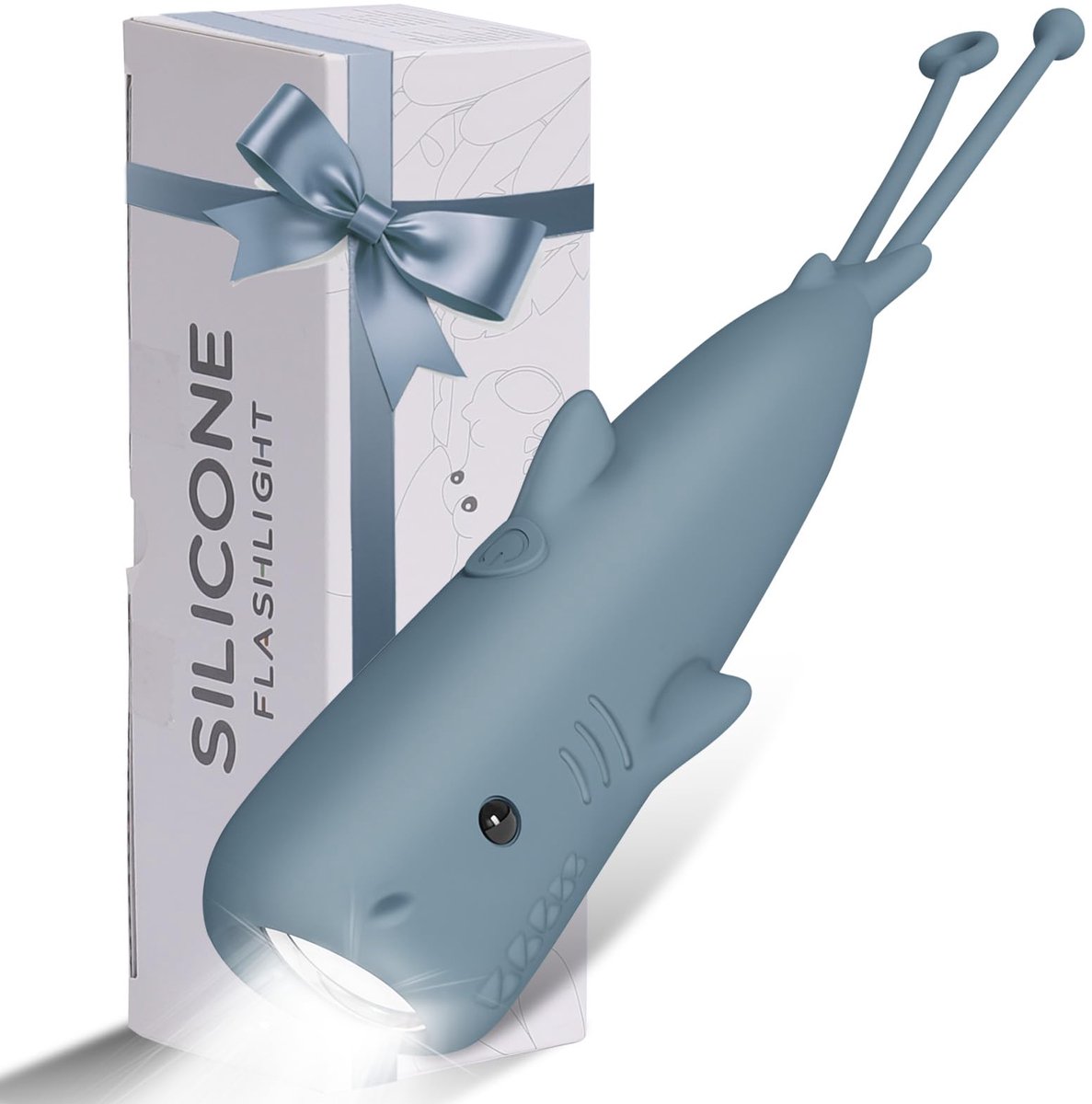 Namajunas - Kinder zaklamp Haai silicone - Schattige Haai – Dimbare Siliconen Zaklamp – Draagbare Dierenlamp met Hangband – Compacte Oplaadbare Kampeerlicht – Voor Wandelen, Noodsituaties en Buitengebruik - Lamp - leeslamp - campinglamp - tentlamp