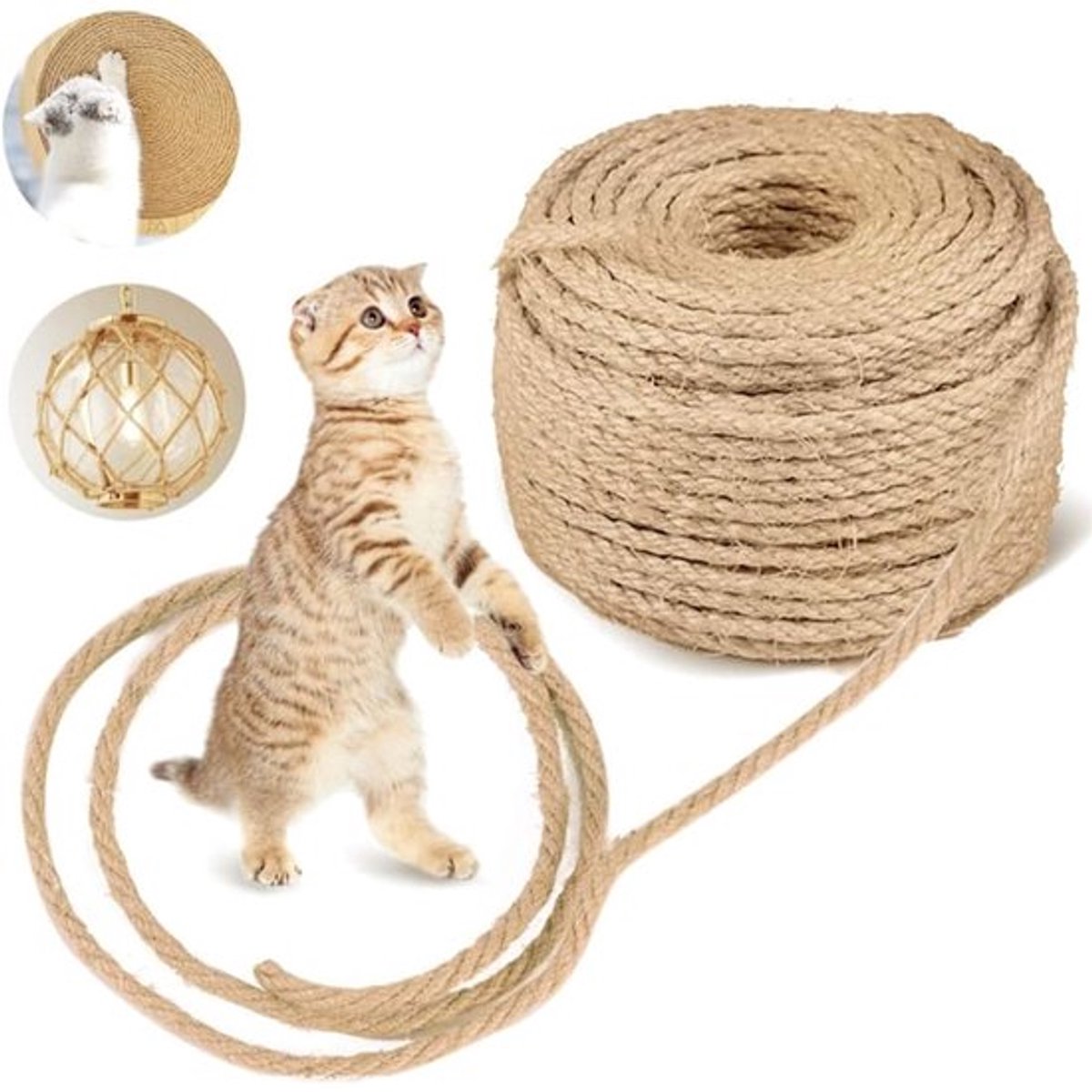 Sisaltouw - Duurzaam - Voor katten - Voor kattenklimrekken - Krabplanken voor katten - Hoogwaardige sisalvezels