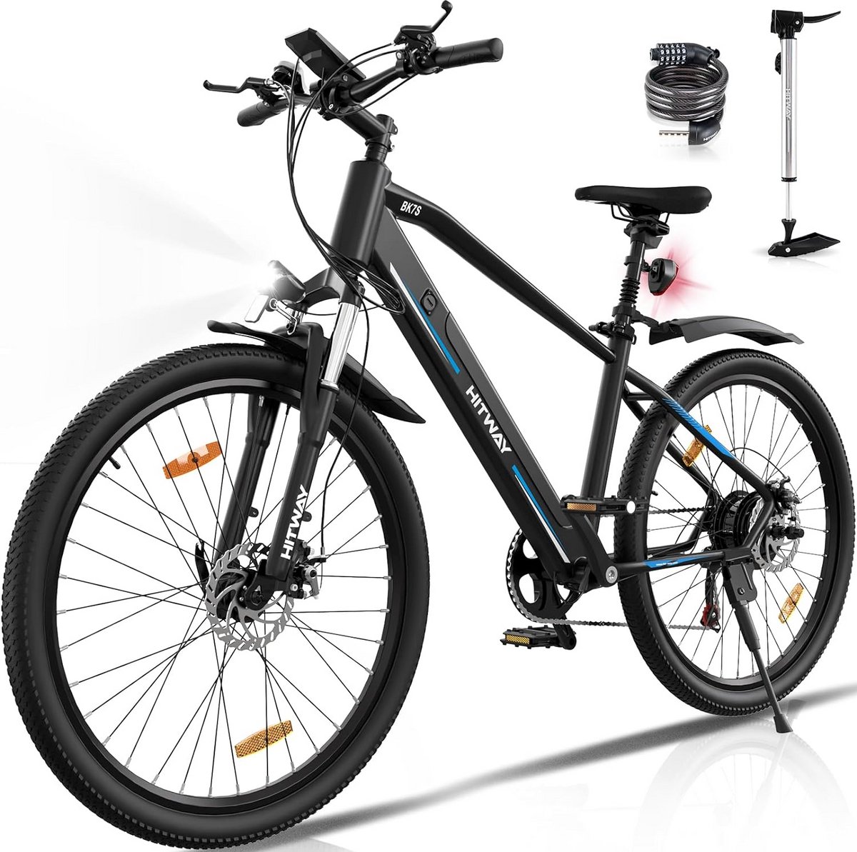 Bol.com Elektrische Fiets Hitway BK7S - Trendy 26Inch Mountain EBike met Afneembare 36V 12Ah Lithium Batterij - City Commuter E-... aanbieding
