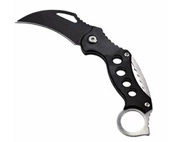 Karambit Zakmes Inklapbaar – Survival Mes – RVS – Compact Vouwmes met Vinger Ring & Clip – Zwart/Zilver