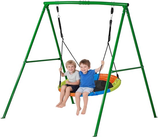 VEVOR Zitje met A-Vormig Metalen Frame, (101,6 cm Hoog), Draagvermogen tot 199,6 Kg, Verstevigd met Spiraalvormige Grondankers, Groen