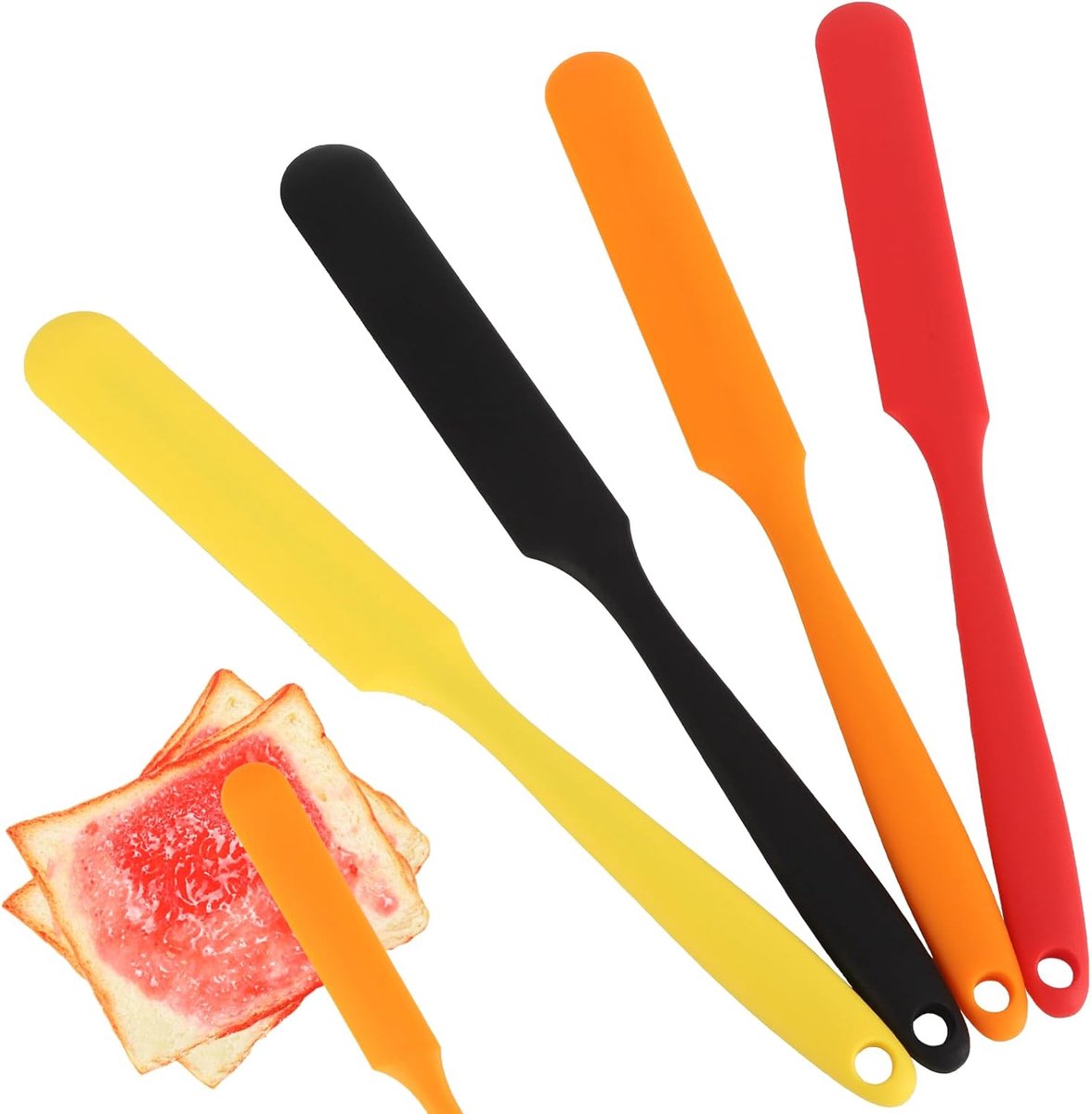 Siliconen spatelset - 4-delige verpakking - Keuken siliconen spatels - Mixer boter spatels - Voedselveilige boter spatels - Hittebestendige jam spatels - Geschikt voor bakken/mixen/cakes/boter