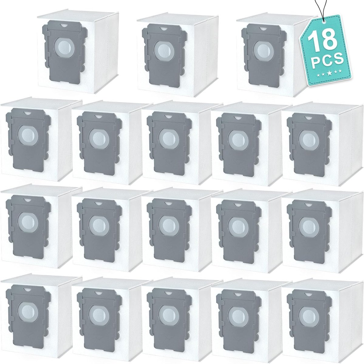 18x Stofzuigerzakken geschikt voor iRobot Roomba i3 i7 j7 s9 Plus & E5 E6 - 4-Laags Microvezel Stofzakken - Anti-Allergie - Voordeelverpakking