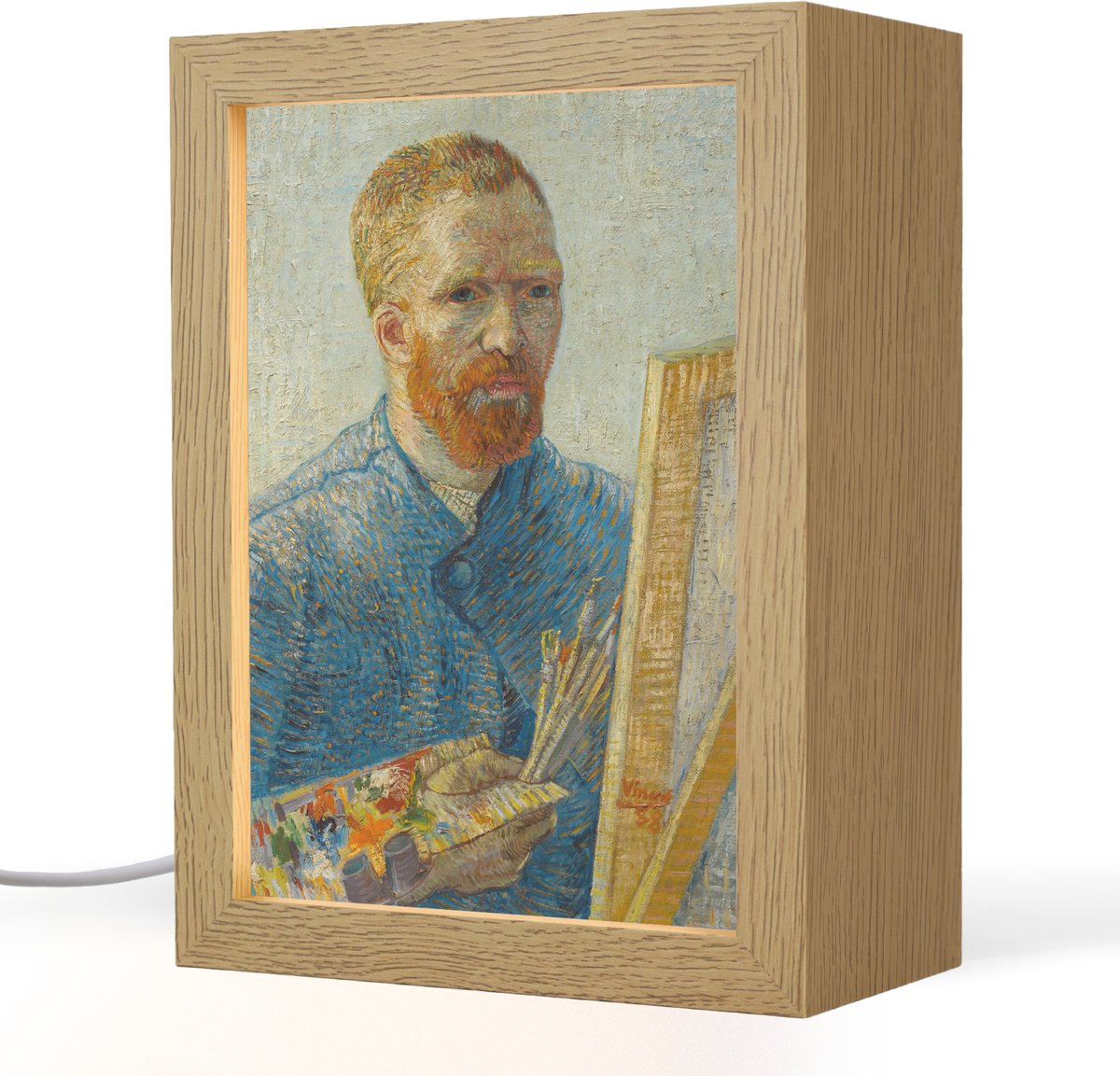 Tafellamp 15x20 cm - LED lamp - Zelfportret als schilder - Vincent van Gogh - Decoratieve tafellampen - Dimbaar - Tafellampje slaapkamer - Woonkamer binnen