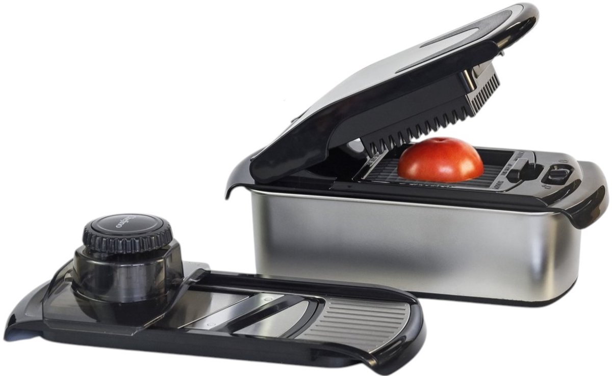 Groentesnijder Set 12-delig – Mandoline Snijder & Groentehakker – Blokjessnijder, Julienne Snijder & Rasp – Groente Snijder met Opvangbak 1L – Keukensnijder met 7 Snijopties