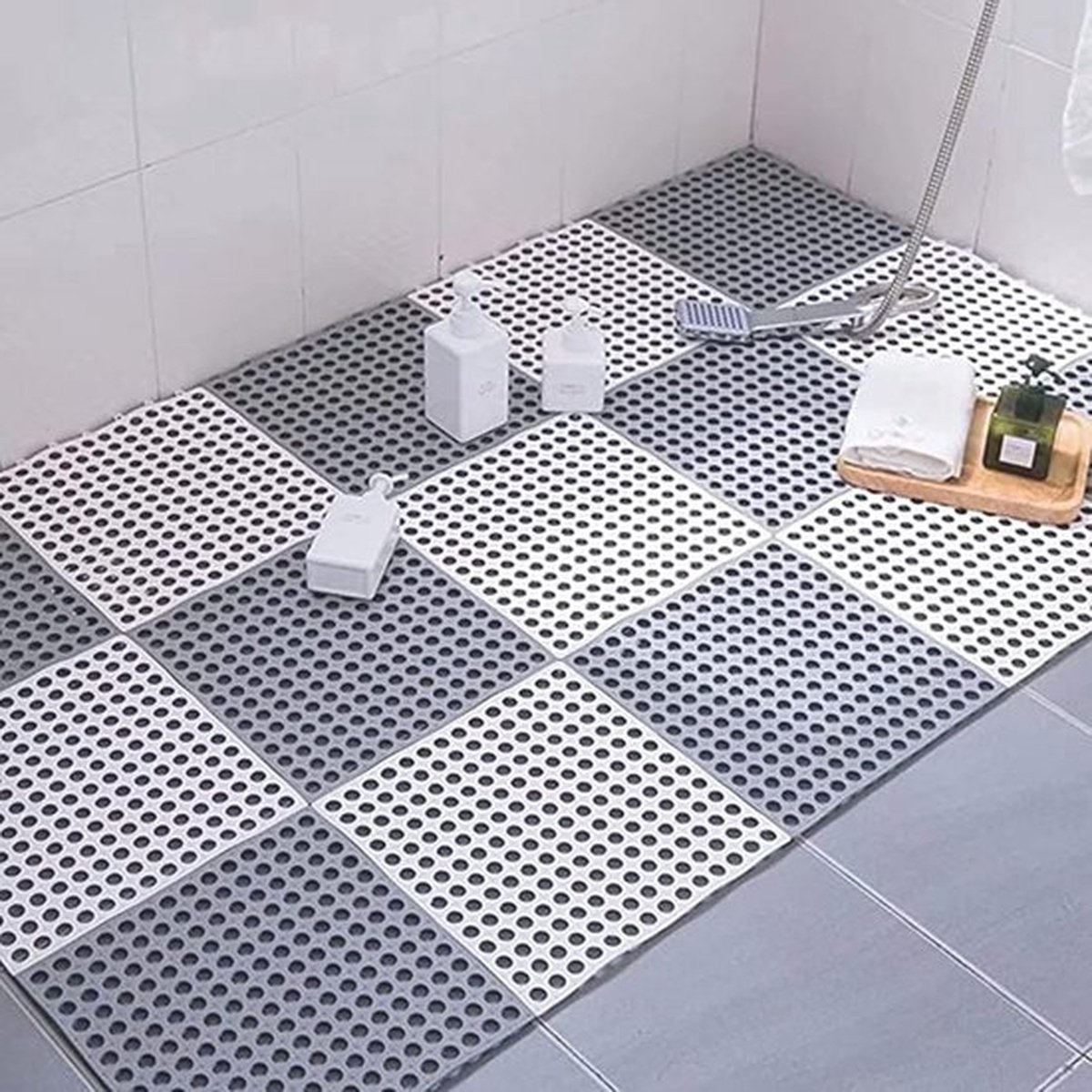 10 stuks antislipmatten voor zwembad en douche - Stevige kunststof badkamermatten met afvoerrooster, geschikt voor badkuip, toilet en douche - Antislip (10 stuks)