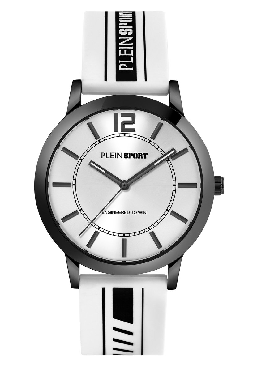 Plein Sport New Glam Quartz Analoog Horloge Wit Kast: 100% Gerecycled Roestvrij Staal| Armband: Siliconen 41 mm PSJBA0626, PSJBA0726, PSJBA0926