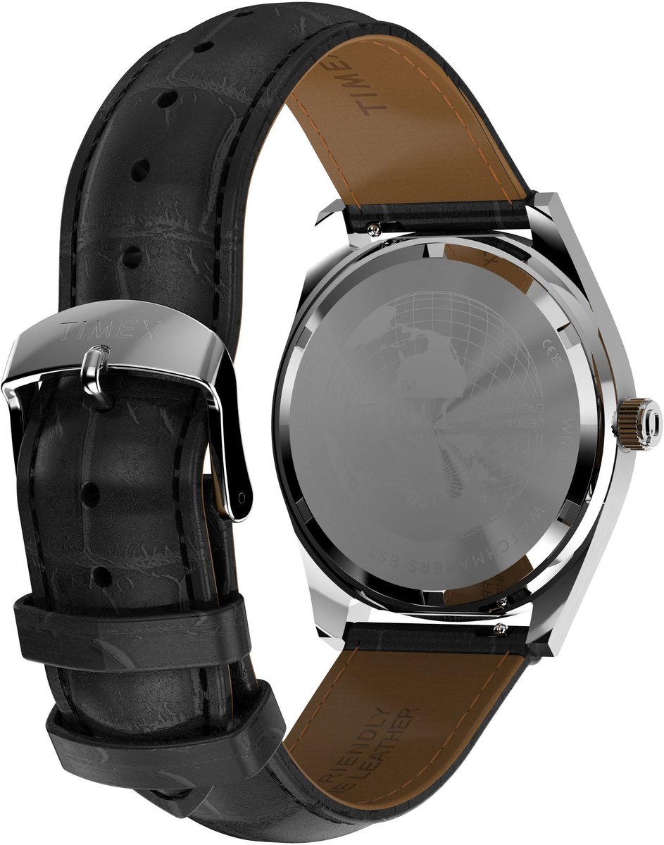 Timex Q Timex Reissue Red Vega Quartz Analoog Horloge Zwart Kast: 100% Roestvrij Staal | Armband: 100% Leer 38 mm TW2Y55700AJ