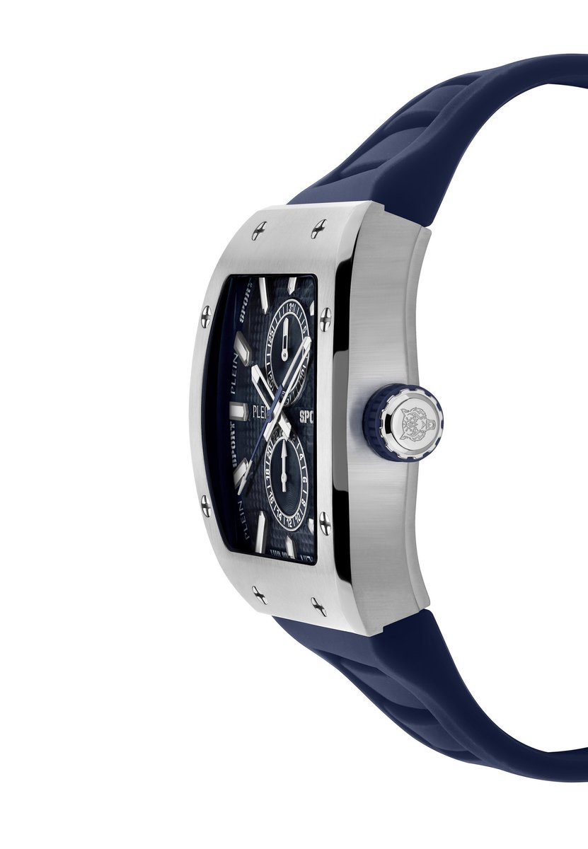 Plein Sport Stormbreaker Multifunctioneel Horloge Blauw Kast: 100% Gerecycled Roestvrij Staal| Armband: Siliconen 52 mm PSSGA0126, PSSGA0226, PSSGA0326, PSSGA0426, PSSGA0526, PSSGA0626