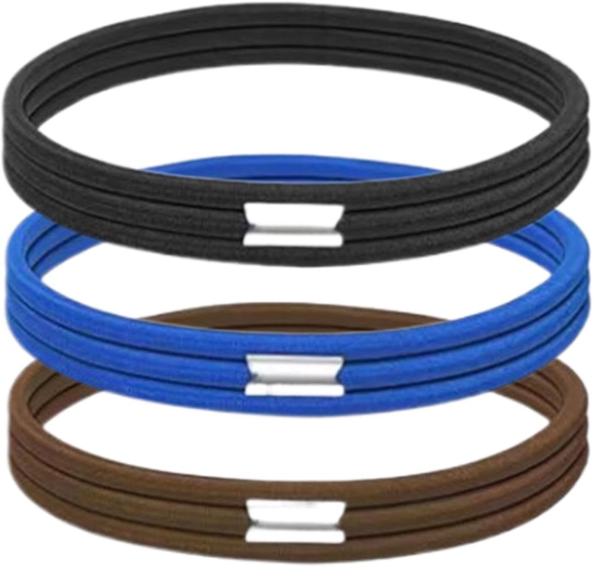 Afvalbak Elastieken - Vuilniszak Houders - Afvalbak Vastzetten - Sterke Nylon Kwaliteit - Set van 3 Stuks - Zwart Blauw Grijs