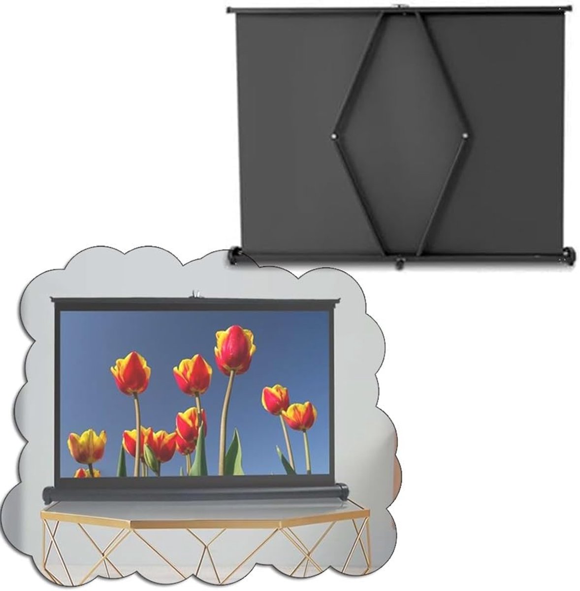 Projectiescherm Tafel - Filmscherm Draagbaar - Thuisbioscoop Presentaties - Handmatig Uitschuifbaar - 50 Inch 16:9